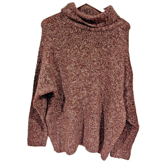 Primark oversized knit sweater turtleneck tunic Burgundy Heather SZ XL Stretchy - Picture 1 of 6